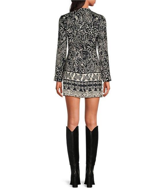 Chelsea & Violet Printed Satin Mock Neck Long Sleeve Dress Product Image