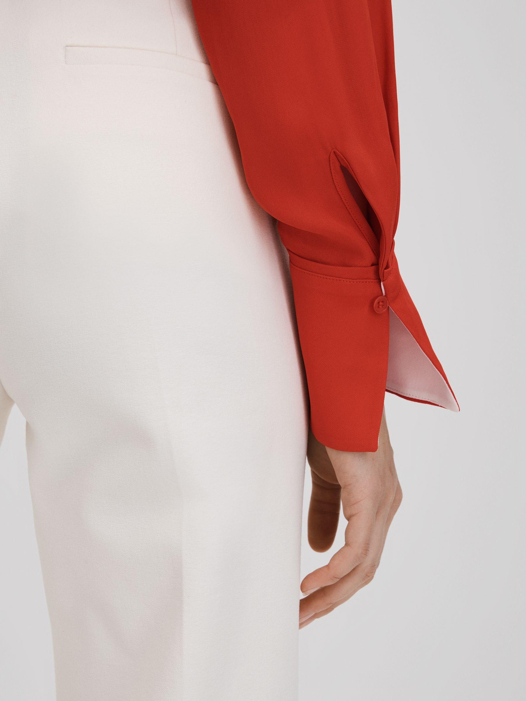 Contrast Trim Button-Through Shirt in Red Product Image