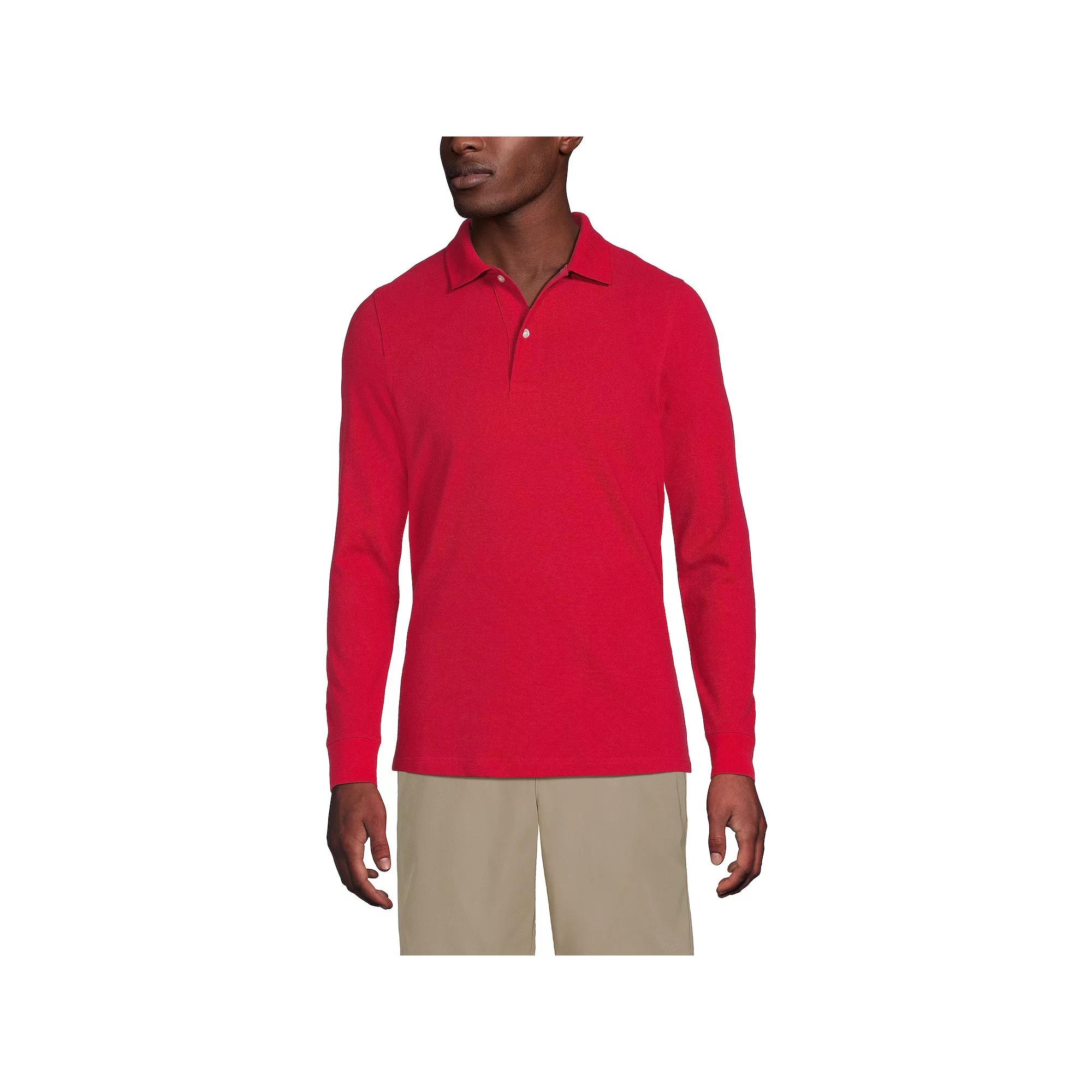 Men's Lands' End Long Sleeve Mesh Polo Shirt,  Product Image