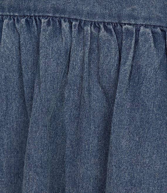 Evolutionary Short Sleeve Washed Denim Babydoll Dress Product Image