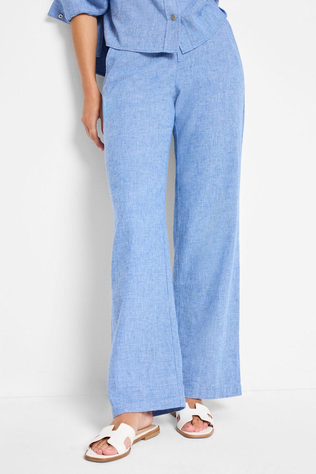 31" Linen Cotton Eliot Wide Leg- Blue Minx Product Image