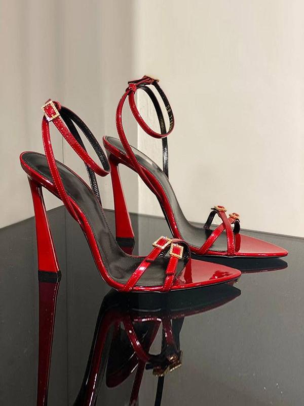 Belt Buckle Open Toe Split-Joint Pumps Sandals Product Image