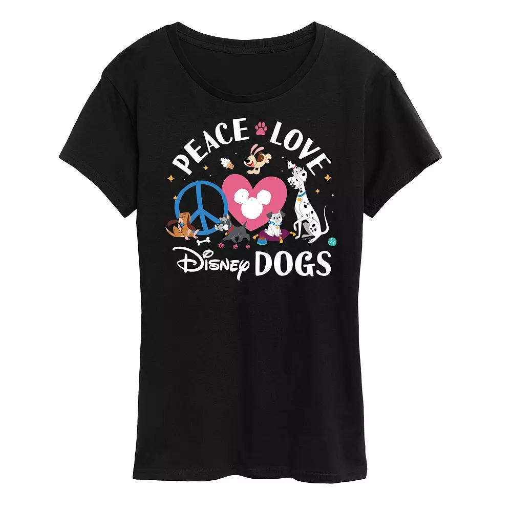 Disney Dogs Women's Peace Love Dogs Graphic Tee, Girl's,  Product Image