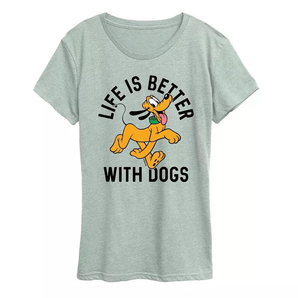 Disney's Pluto Women's Life Is Better With Dogs Graphic Tee,  Product Image