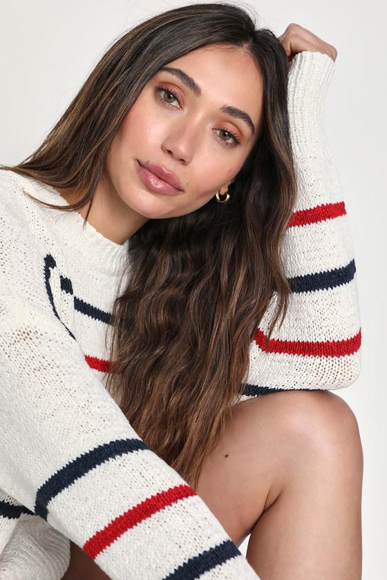 Amazing Grace Ivory Multi Striped Pullover Sweater Product Image