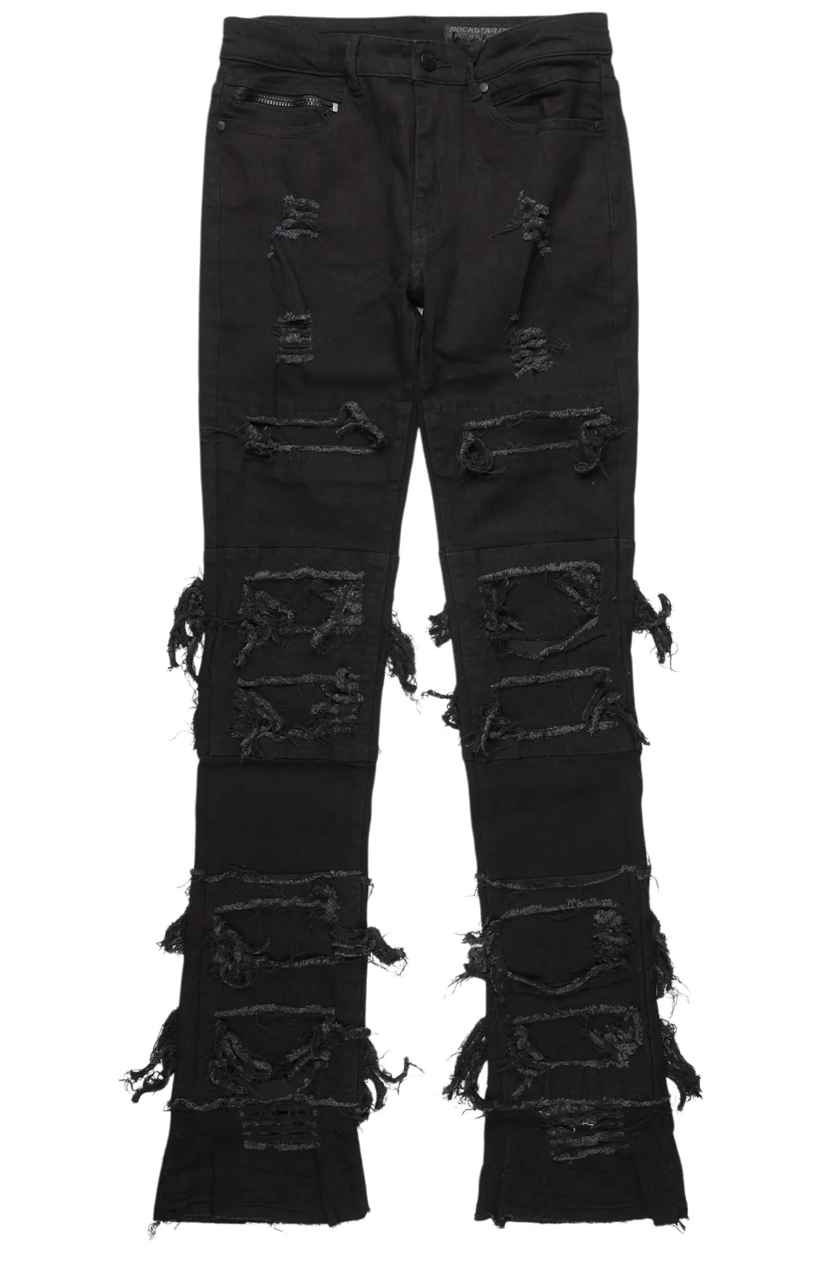 Vasco Jet Black Stacked Flare Jean Male Product Image