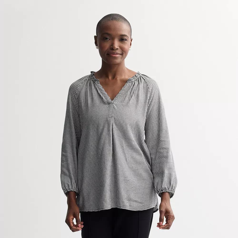 Women's Croft & Barrow® Split Neck Drapey Blouse,  Product Image