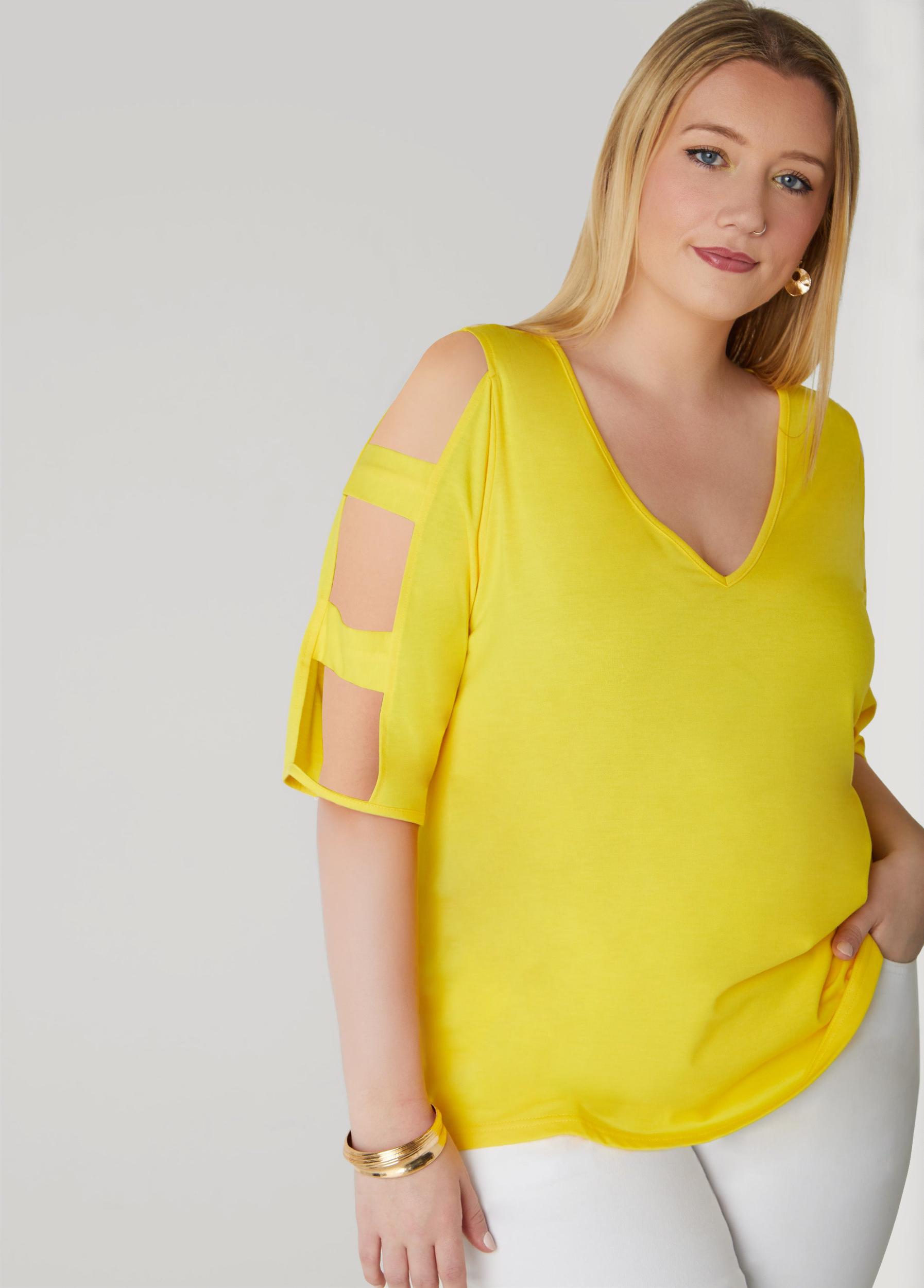 Plus Size Cutout Sleeve Jersey Top Ashley Stewart Product Image