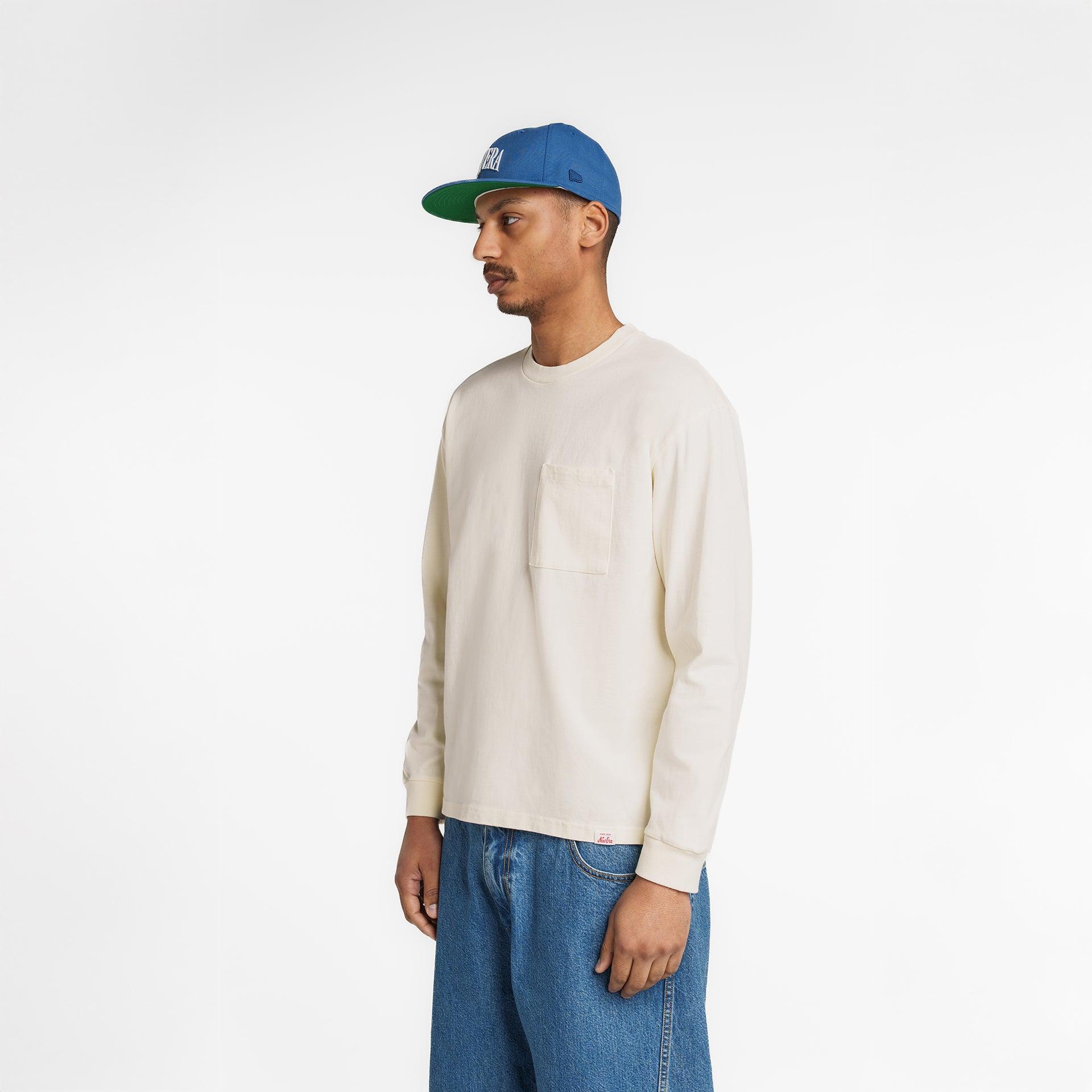 New Era Branded Alden Heavyweight Chrome White Long Sleeve Pocket T-Shirt Male Product Image