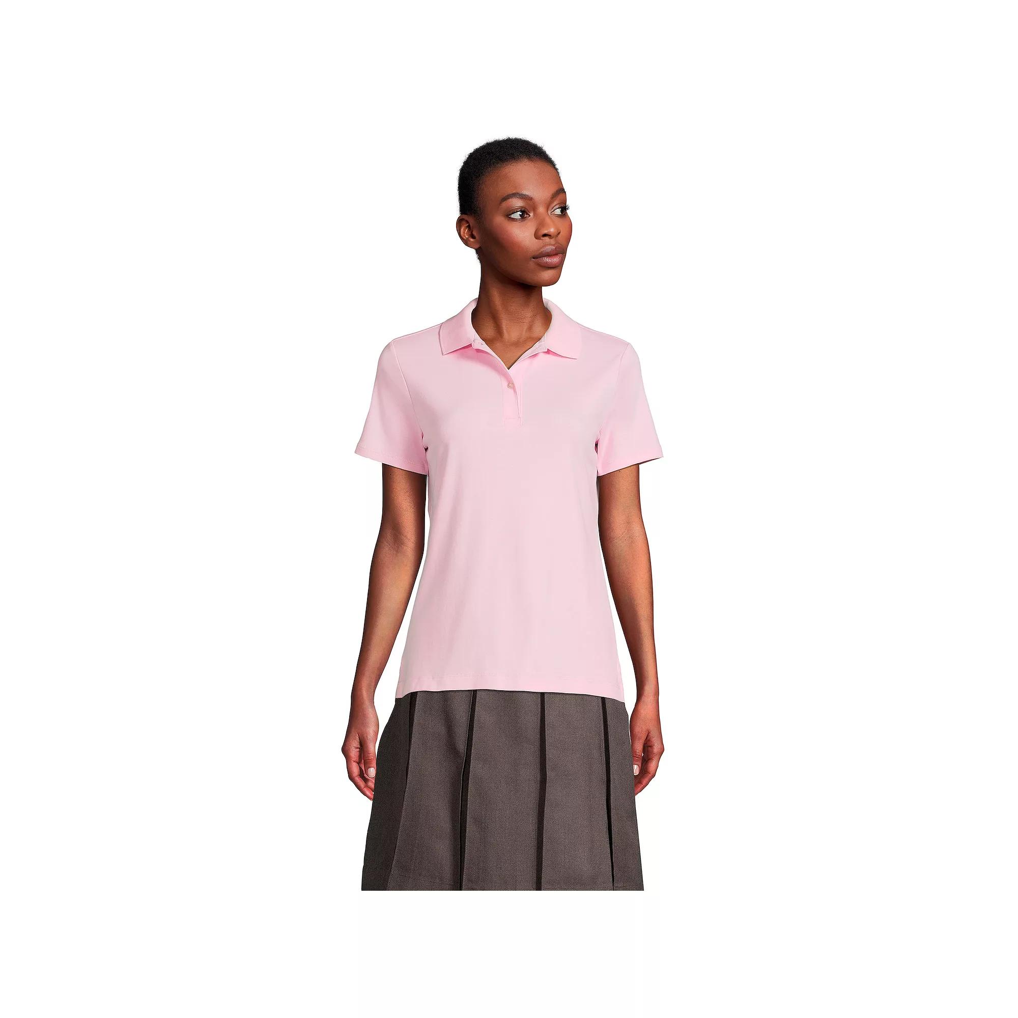 Women's Lands' End School Uniform Short Sleeve Interlock Polo Shirt,  Product Image