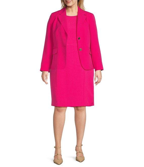 Kasper Plus Size Stretch Crepe Notch Collar 2-Button Jacket Product Image