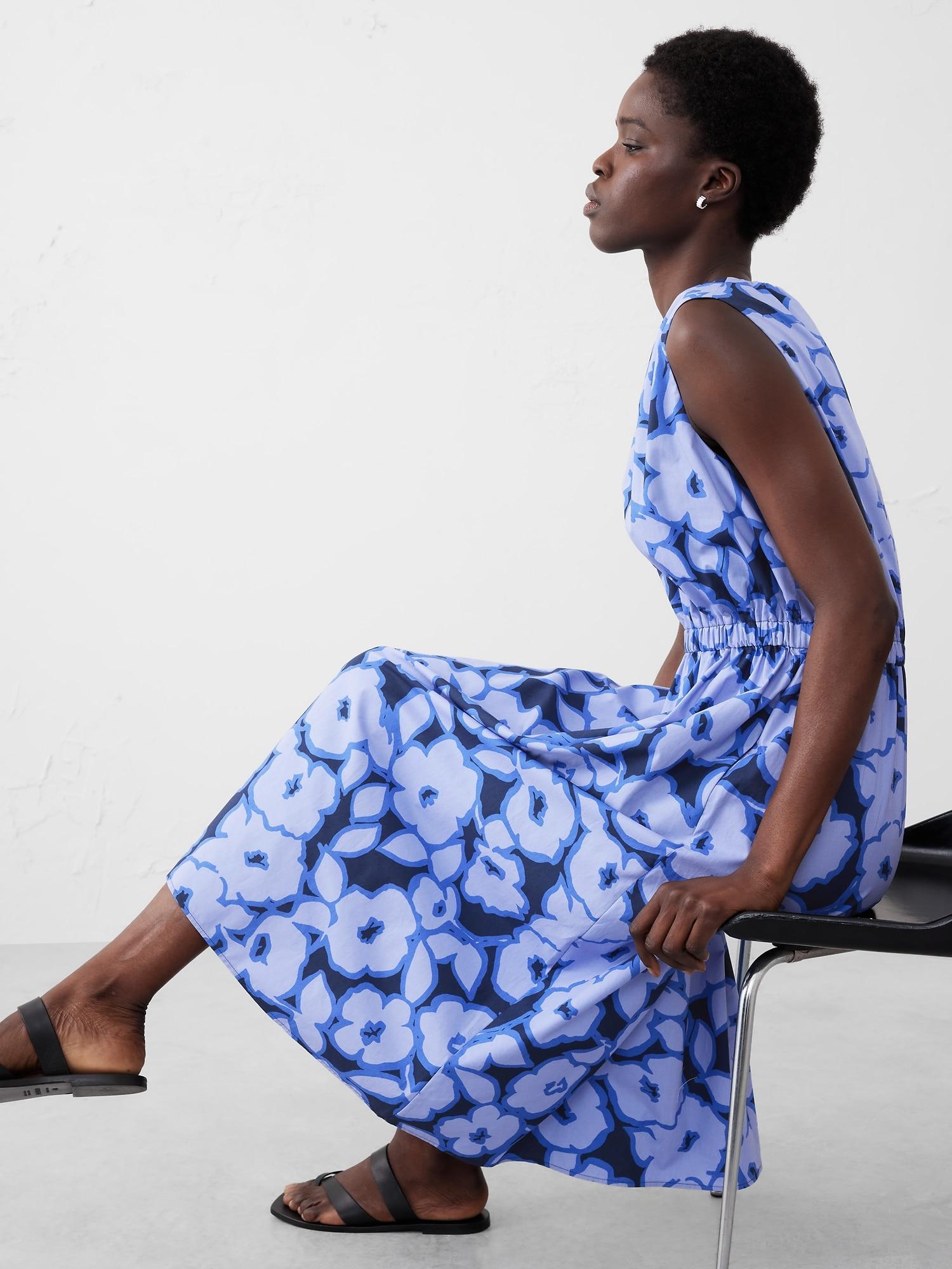 Gathered Elastic-Waist Midi Dress Product Image