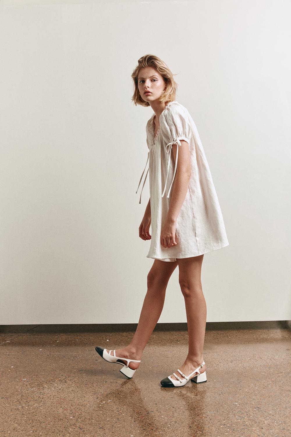 Evelyn Linen Mini Dress White Product Image