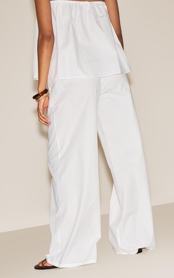  Cream Cotton Woven Elasticated Waist Wide Leg Pants Product Image