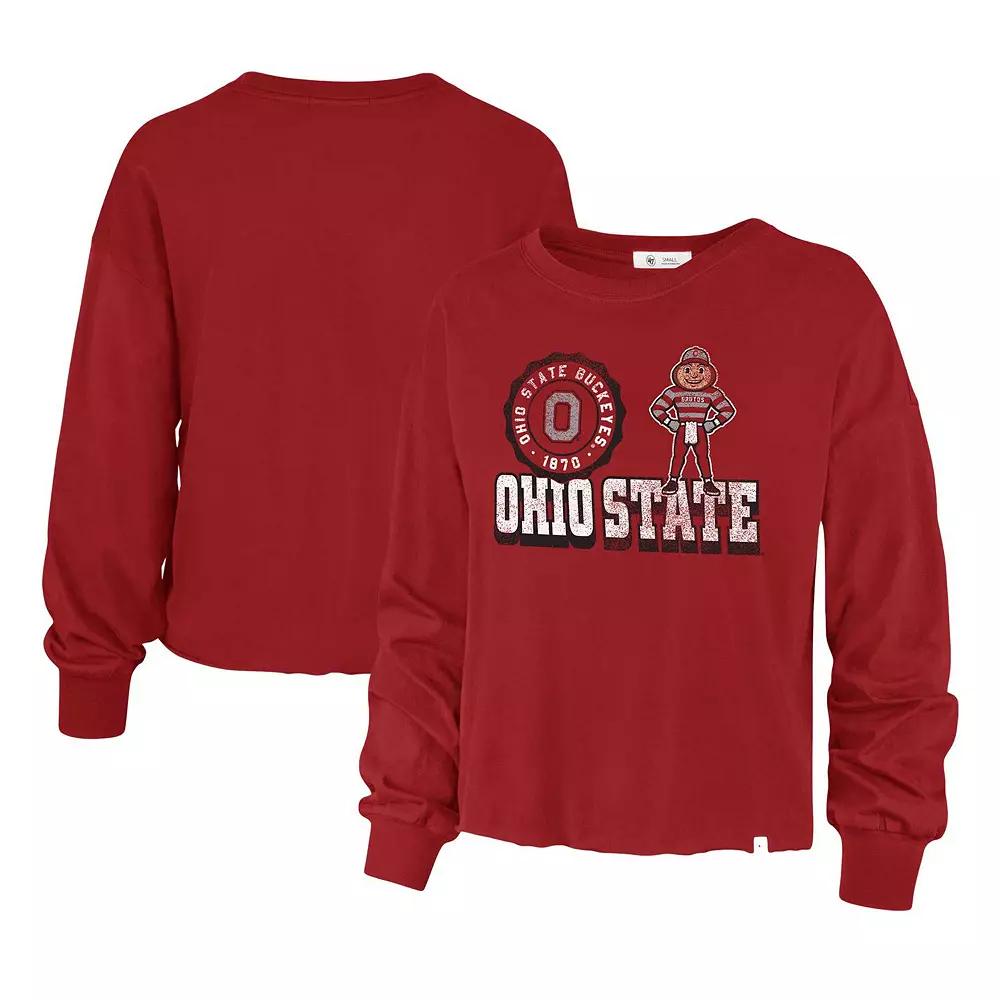 Women's '47 Scarlet Ohio State Buckeyes Bottom Line Parkway Long Sleeve T-Shirt,  Product Image