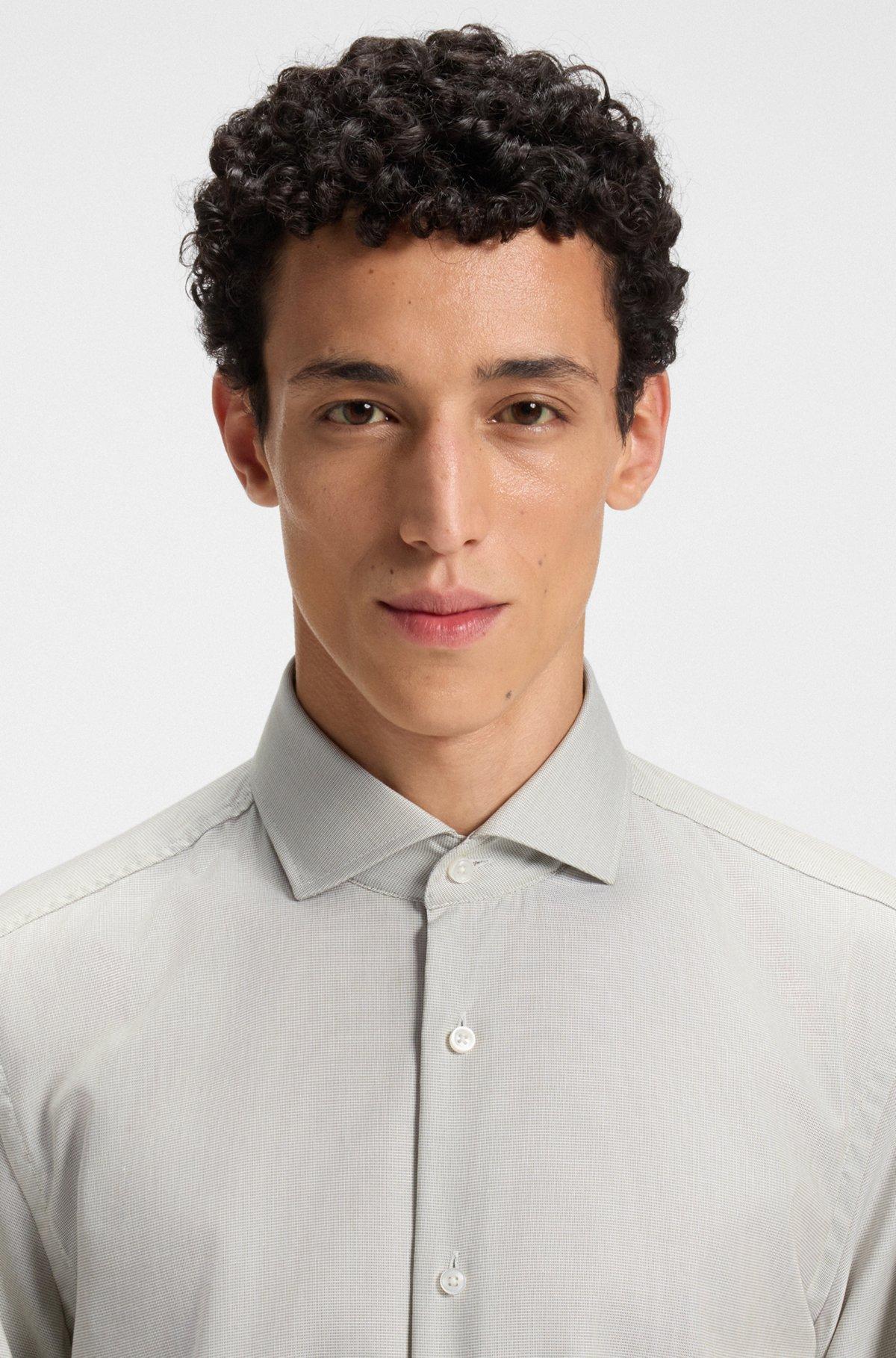 Slim-fit shirt in a structured cotton blend Product Image