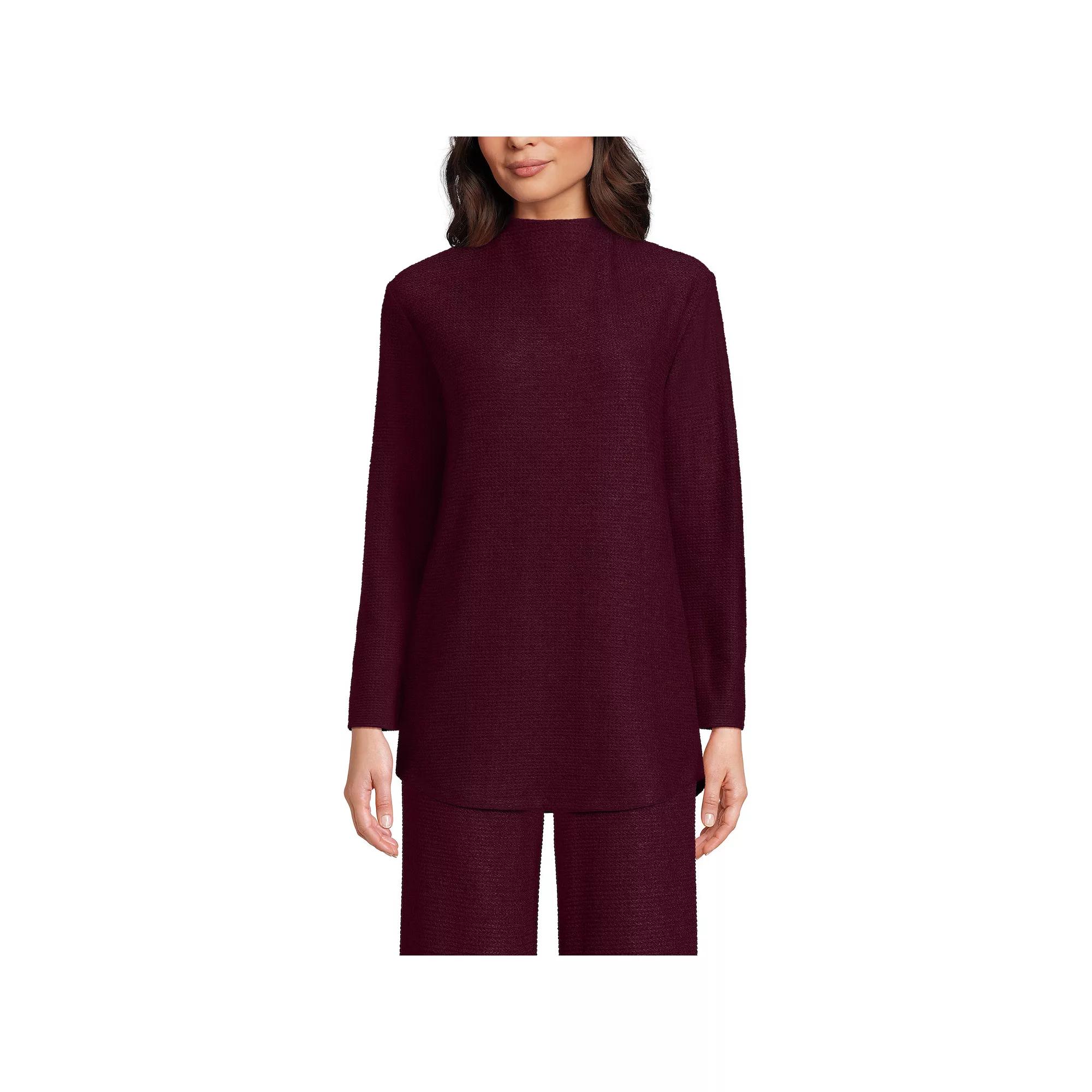 Petite Lands' End Cable Ottoman Relaxed Long Sleeve Funnel Neck Tunic, Women's,  Product Image