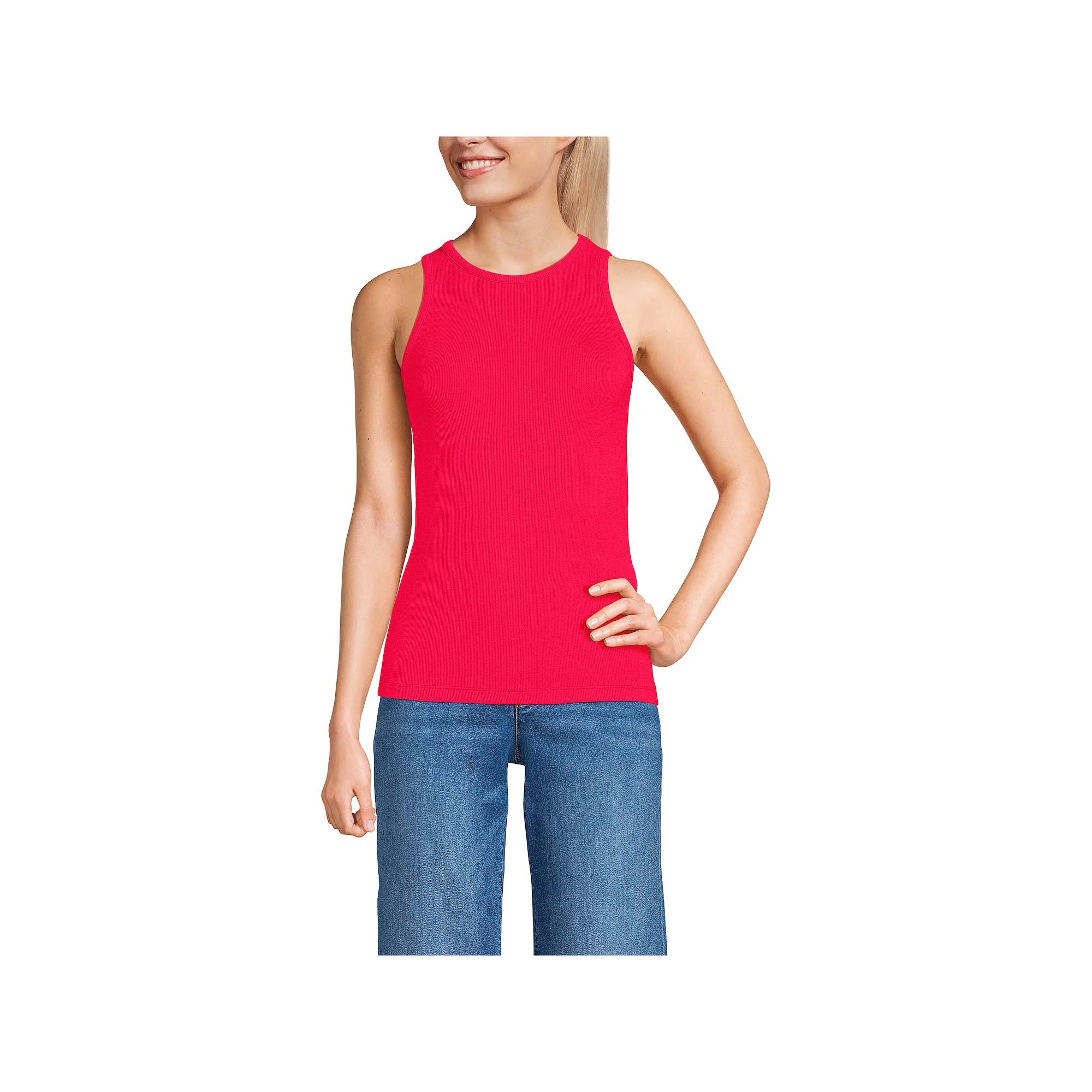 Women's Lands' End Drapey Rib Fitted Tank Top,  Product Image