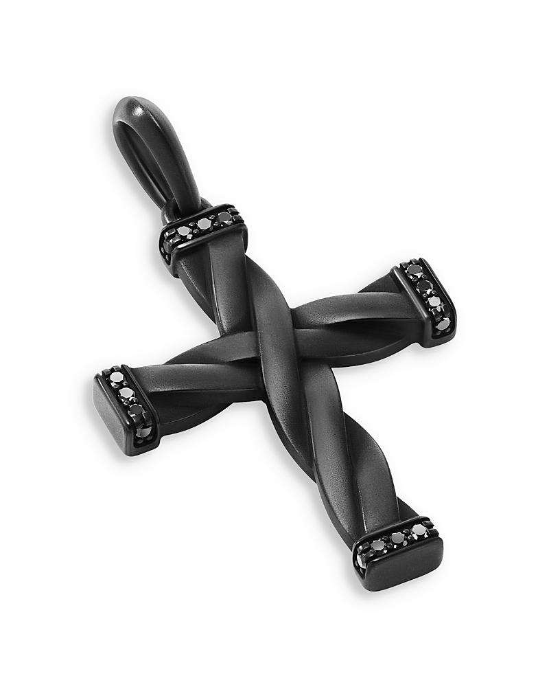 Mens DY Helios Cross Pendant in Black Titanium Product Image