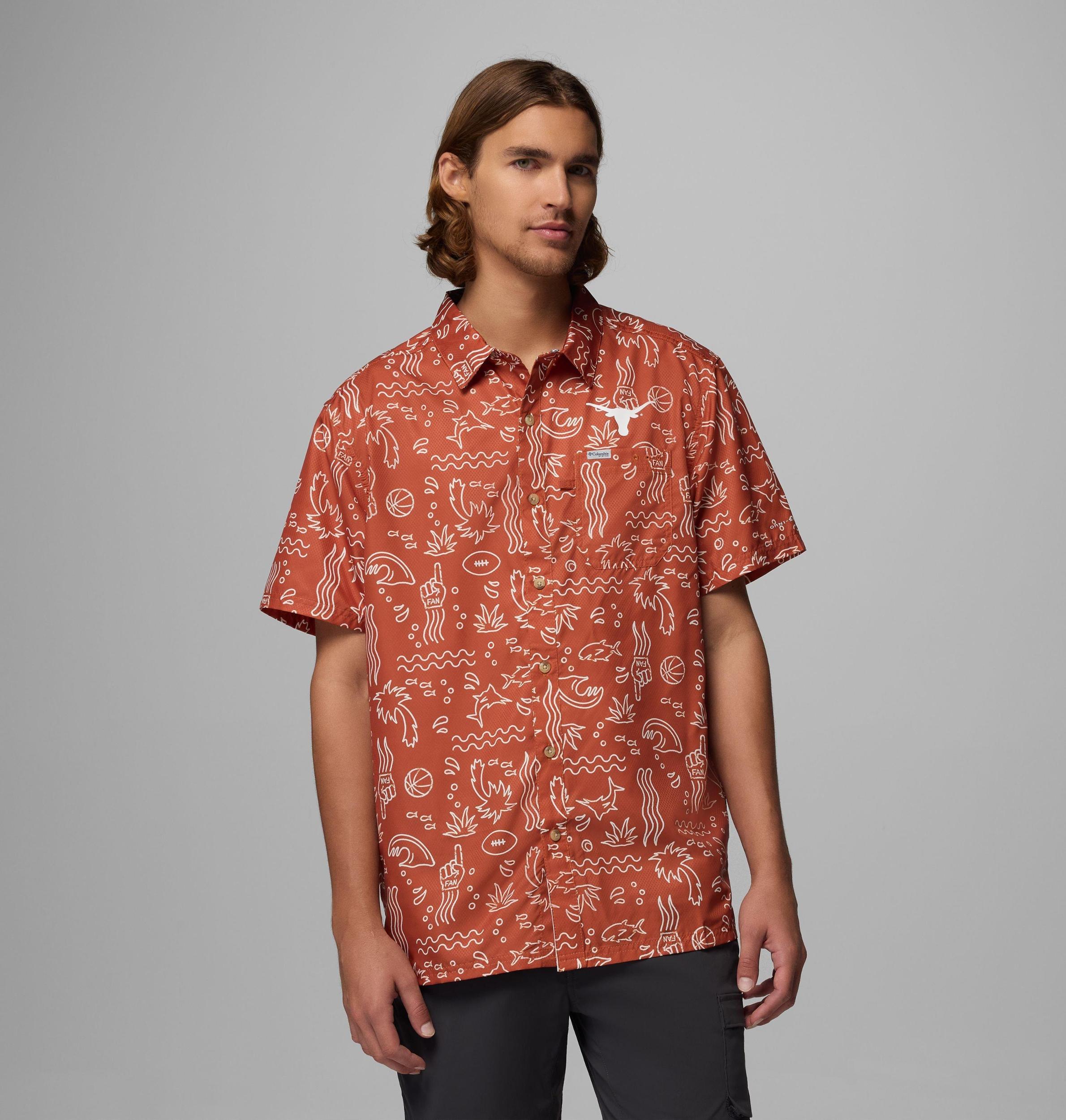 Columbia Men's Collegiate PFG Super Slack Tide Shirt - Texas- Product Image