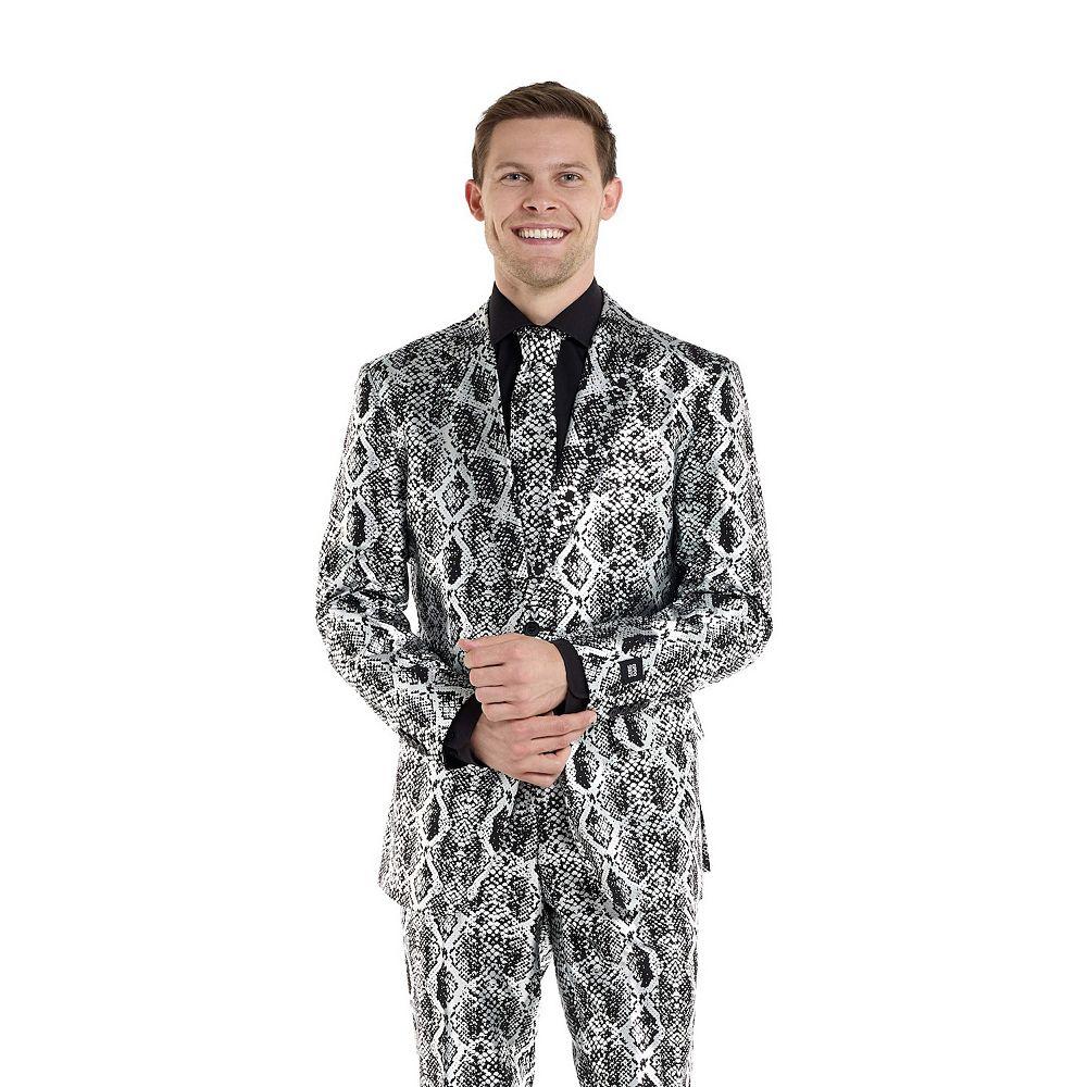Men's OppoSuits Shiny Party Suit & Tie Set, Size: 42 - Regular, Silver Product Image