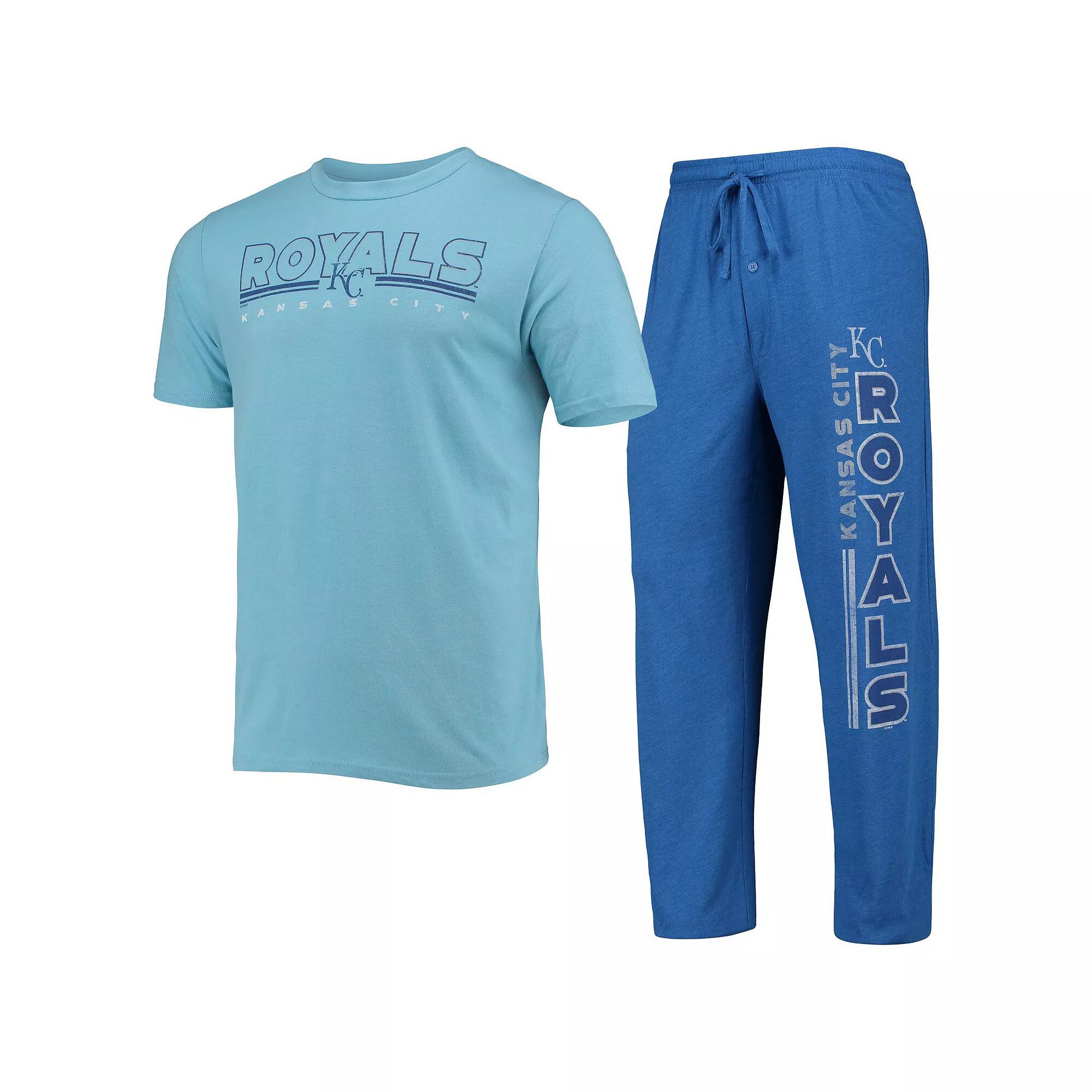Men's Concepts Sport Royal/Light Blue Kansas City Royals Meter T-Shirt and Pants Sleep Set,  Product Image