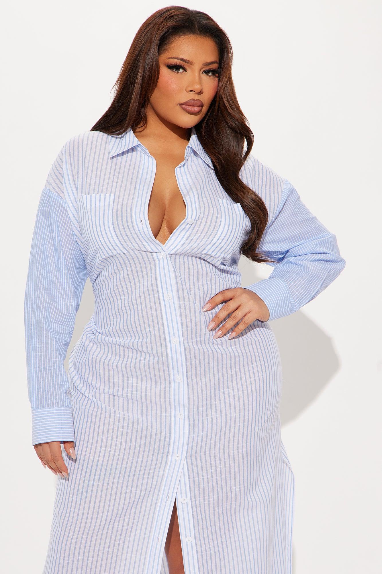 Odette Shirt Maxi Dress - Blue/combo Product Image