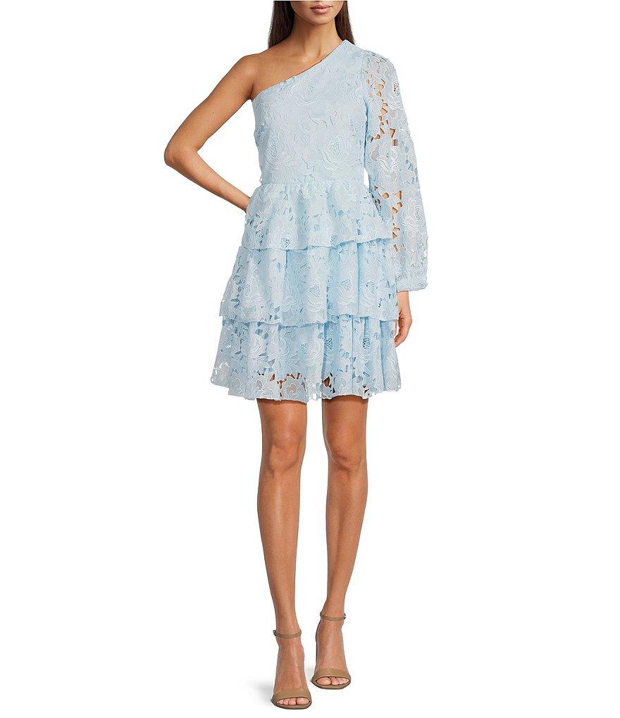 Layered With Love Flora Lace One Shoulder Neck Sleeveless A-Line Mini Dress Product Image