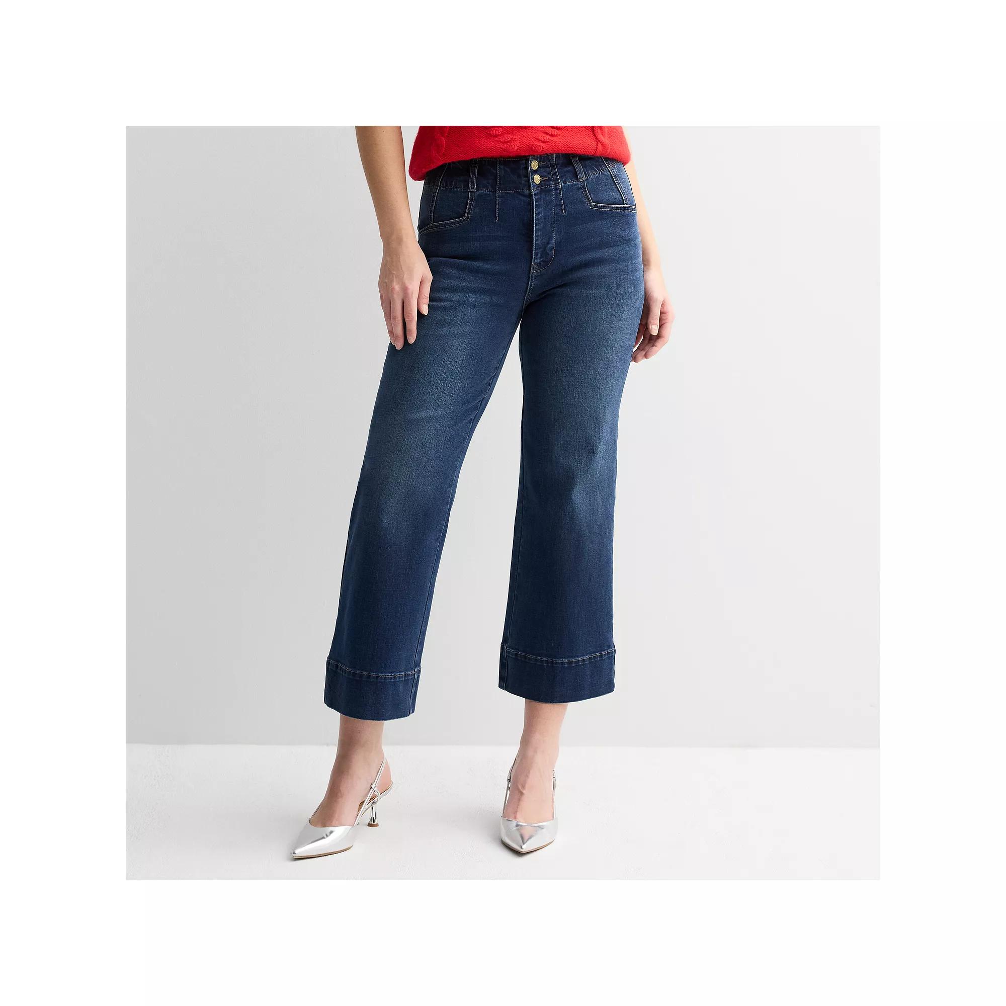 Women's Draper James Wide Leg Denim Trousers, Size: 2, Dark Blue Product Image