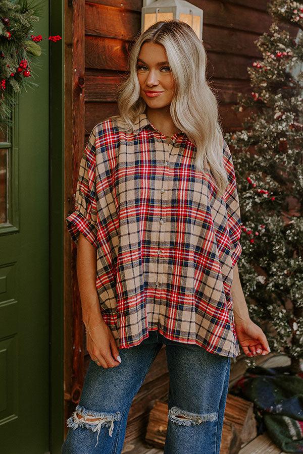 So Plaid You're Mine Button Up in Iced Latte Product Image