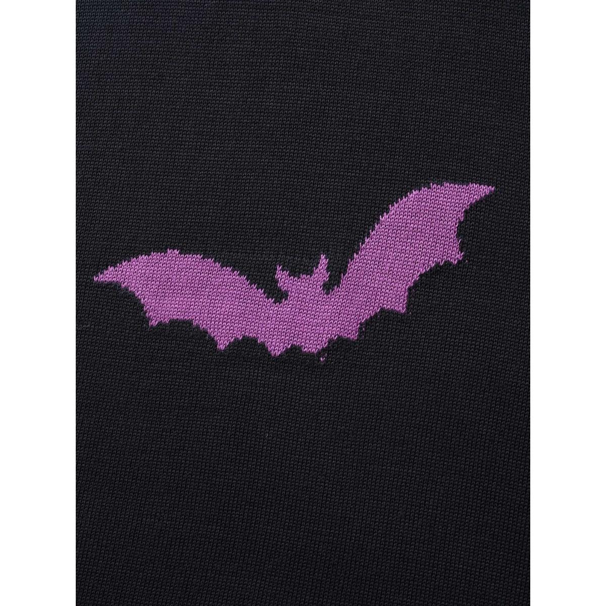 Plus Size Supersoft Essentials Halloween Bat Pattern Lapel Collar Cardigan Black Women Casual Loose Long Sleeve Festival-Halloween Cardigans BloomChic 18-20/2X Product Image