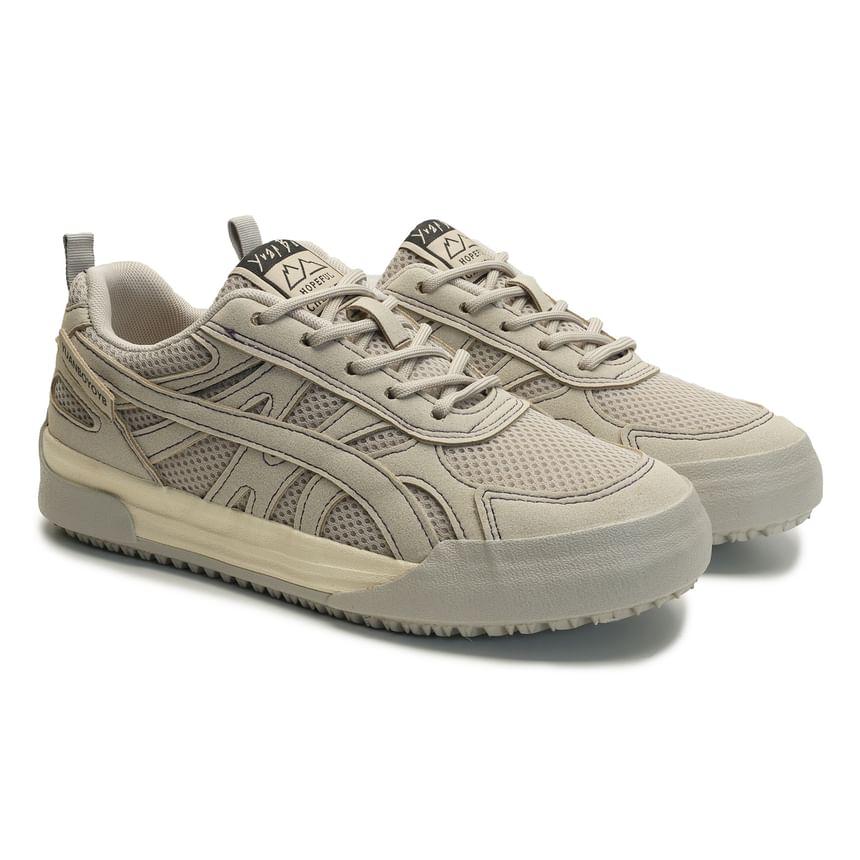 Mesh Panel Lace-Up Sneakers Product Image