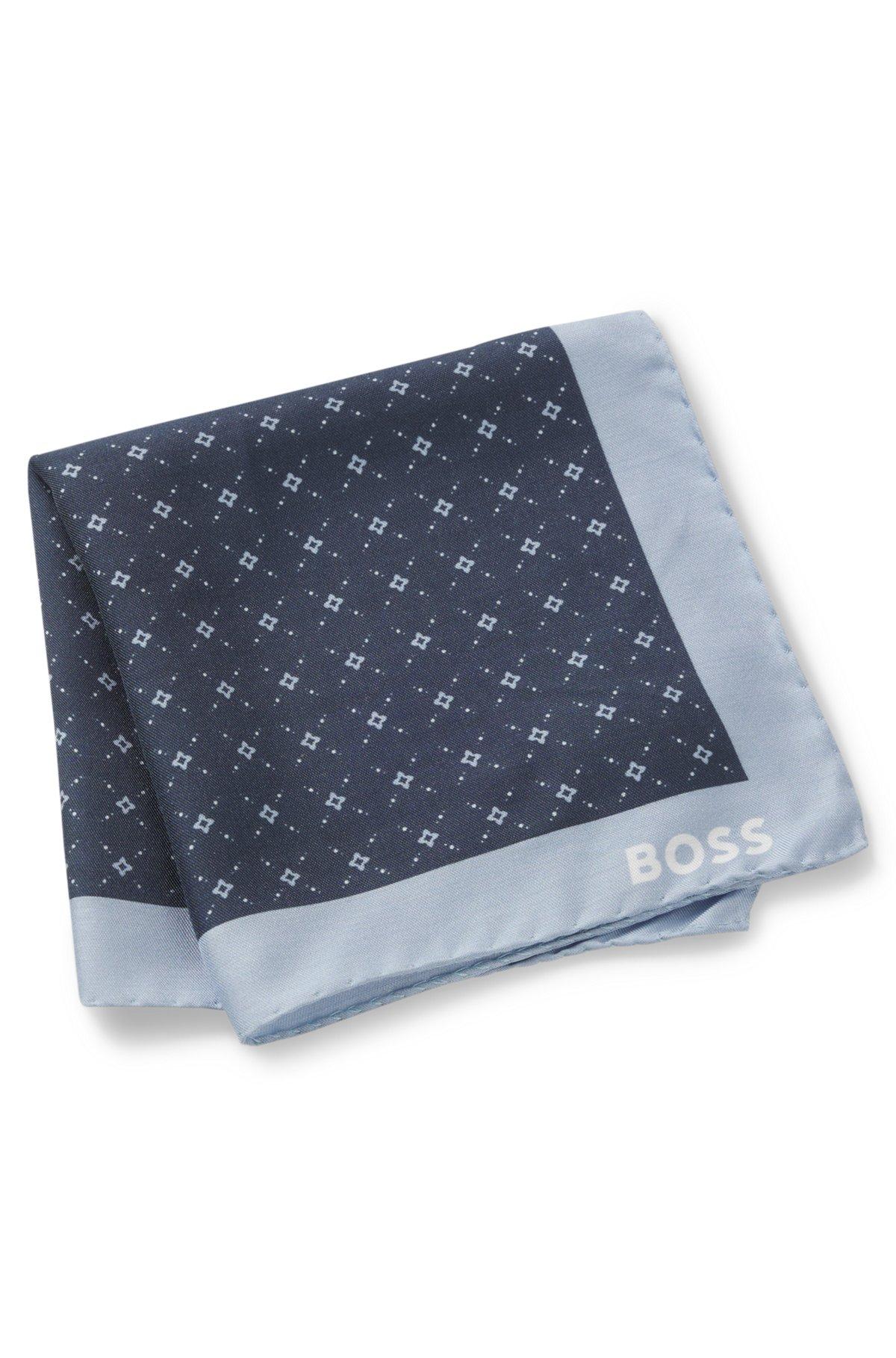 Printed pocket square with logo border Product Image