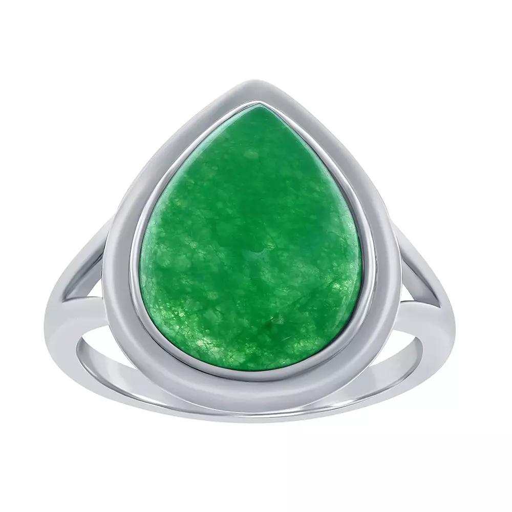 Argento Bella Stirling Silver Pear-Shaped Green Quartz Ring, Women's, Size: 8, Sterling Product Image