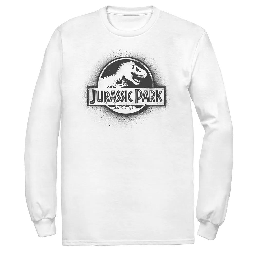 Men's Jurassic Park All White Spray Paint Stencil Movie Logo Tee,  Product Image
