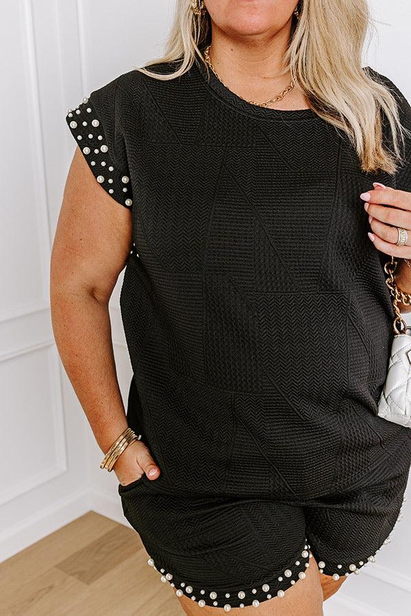 Smiles and Sangrias Pearl Embellished Top in Black Curves Product Image