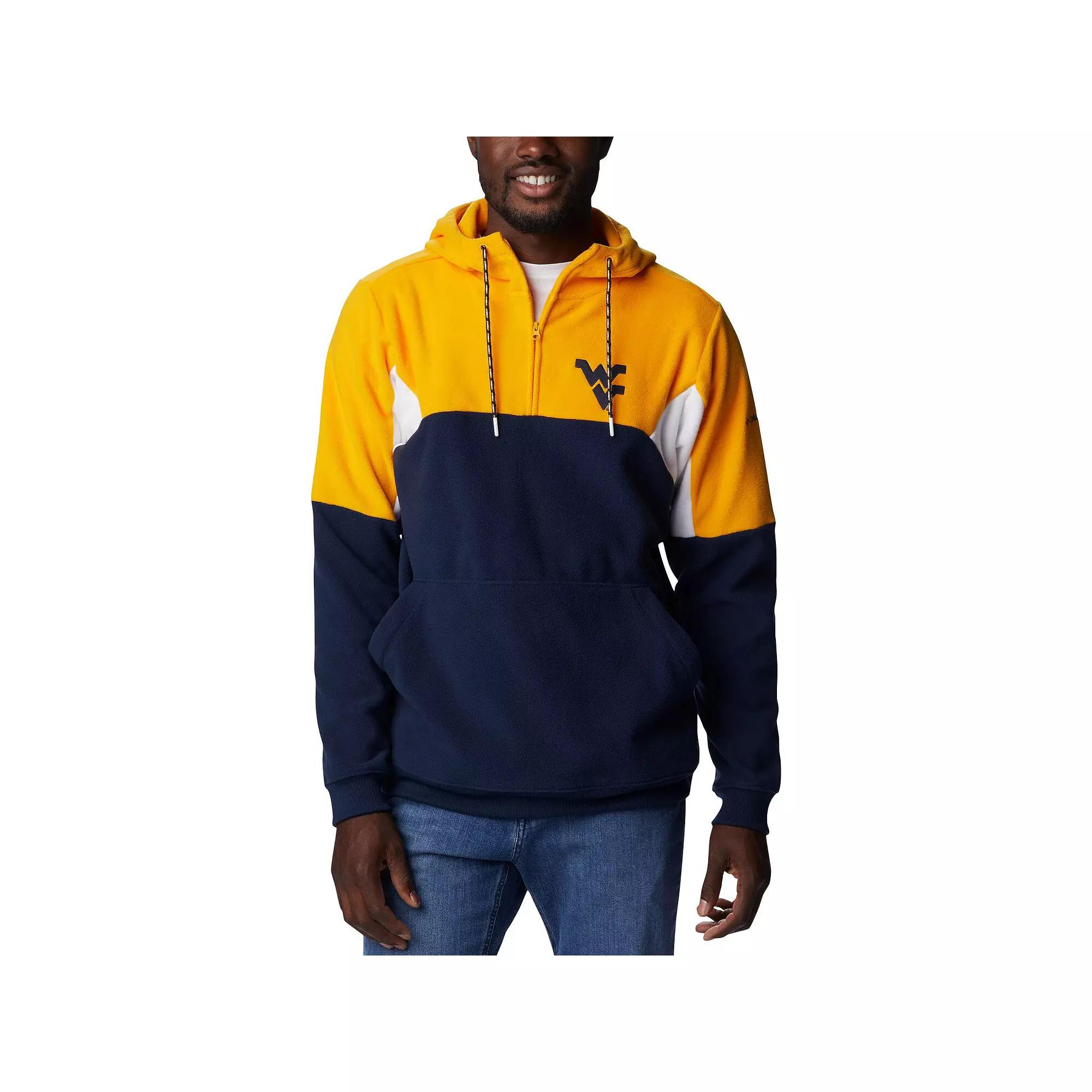 Men's Columbia Navy West Virginia Mountaineers Lodge Quarter-Zip Hoodie, Size: Medium, Blue Product Image