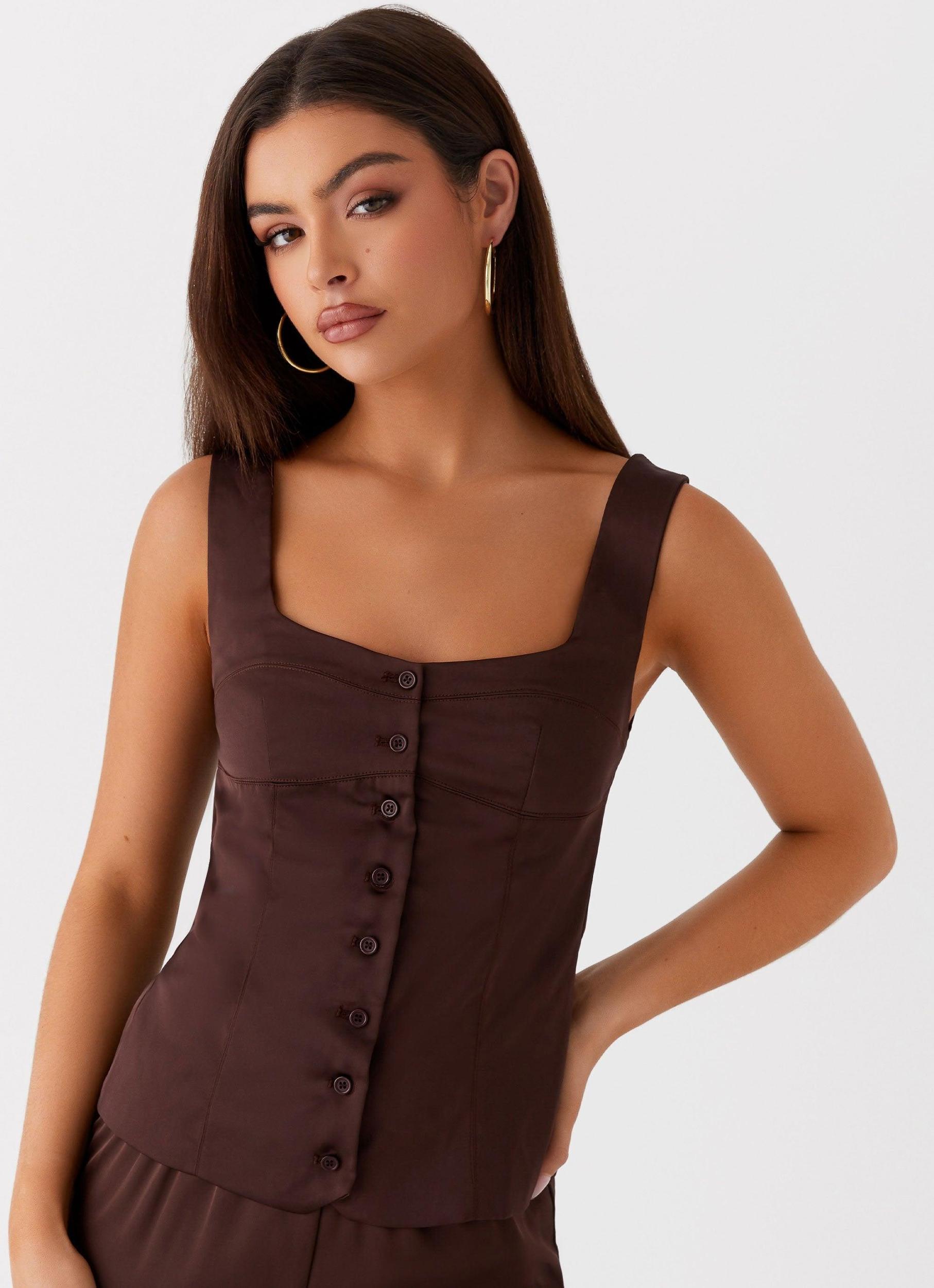 Golden Skies Bustier Panel Top - Chocolate Product Image
