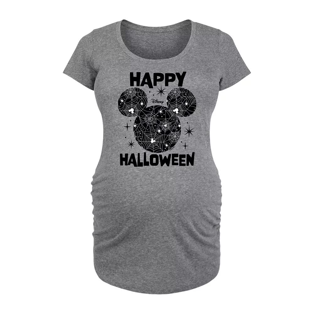 Disney's Mickey Mouse Maternity Happy Halloween Spider Web Graphic Tee, Women's,  Product Image