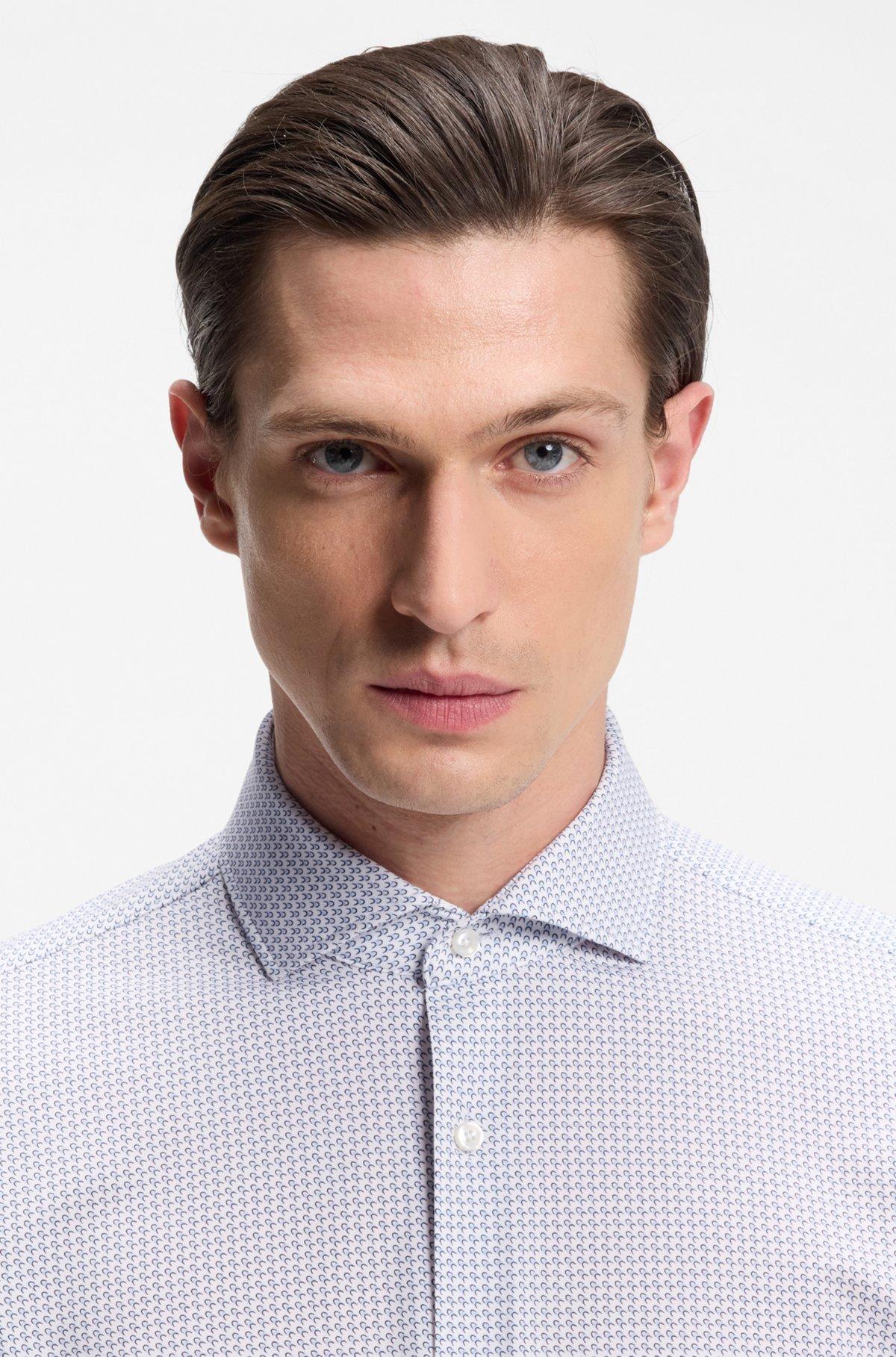 Printed slim-fit shirt in performance-stretch jersey Product Image