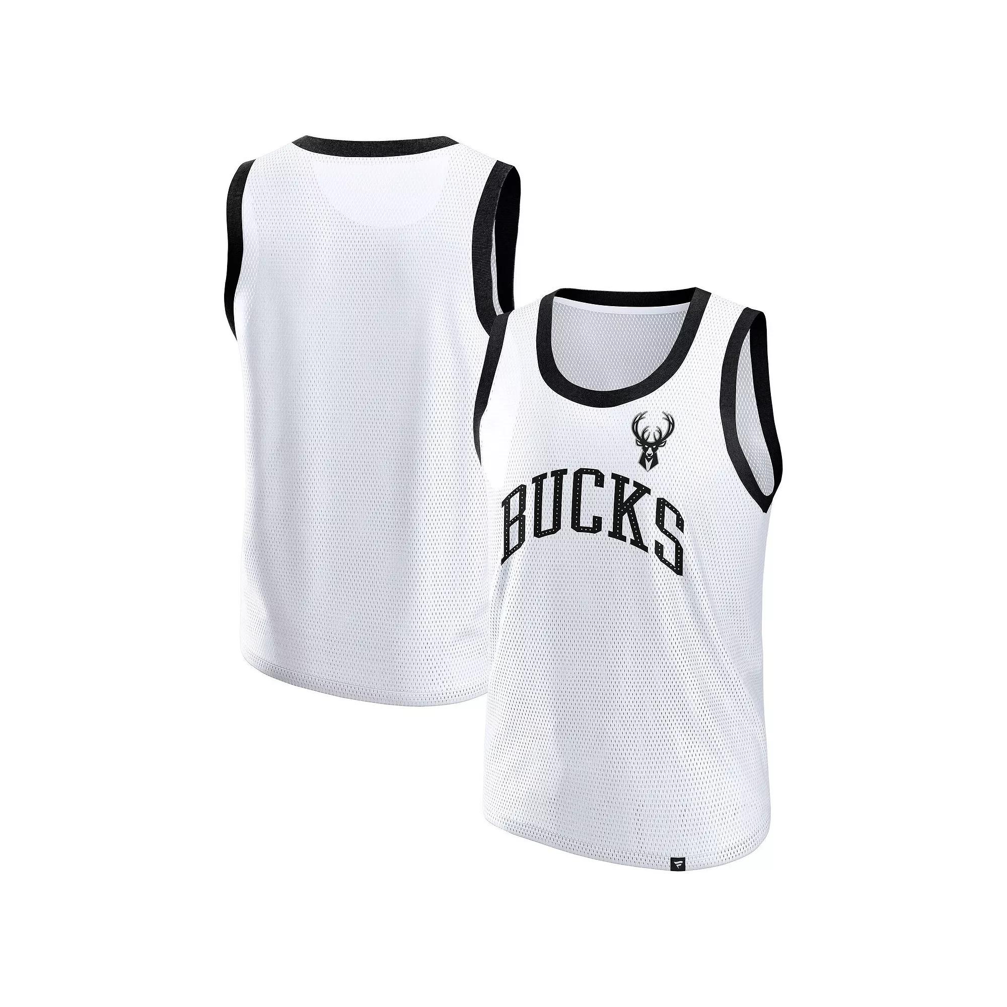 Men's Fanatics White Milwaukee Bucks Mesh Tank Top,  Product Image