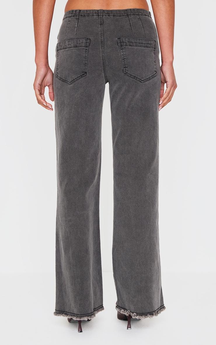 Washed Black Invisible Waistband Low Rise Straight Leg Jeans Product Image