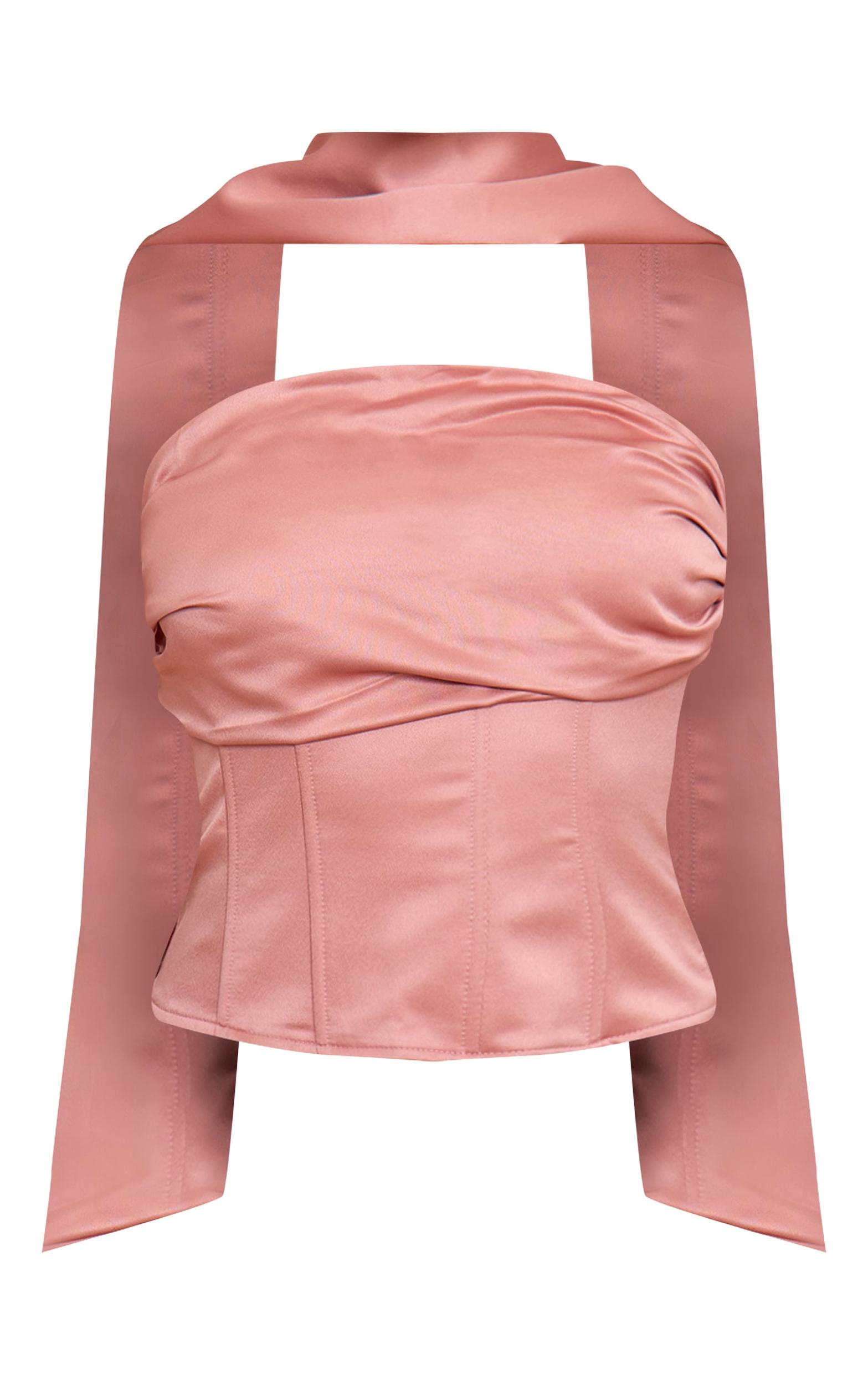 Dusty Pink Ruched Scarf Detail Corset Product Image