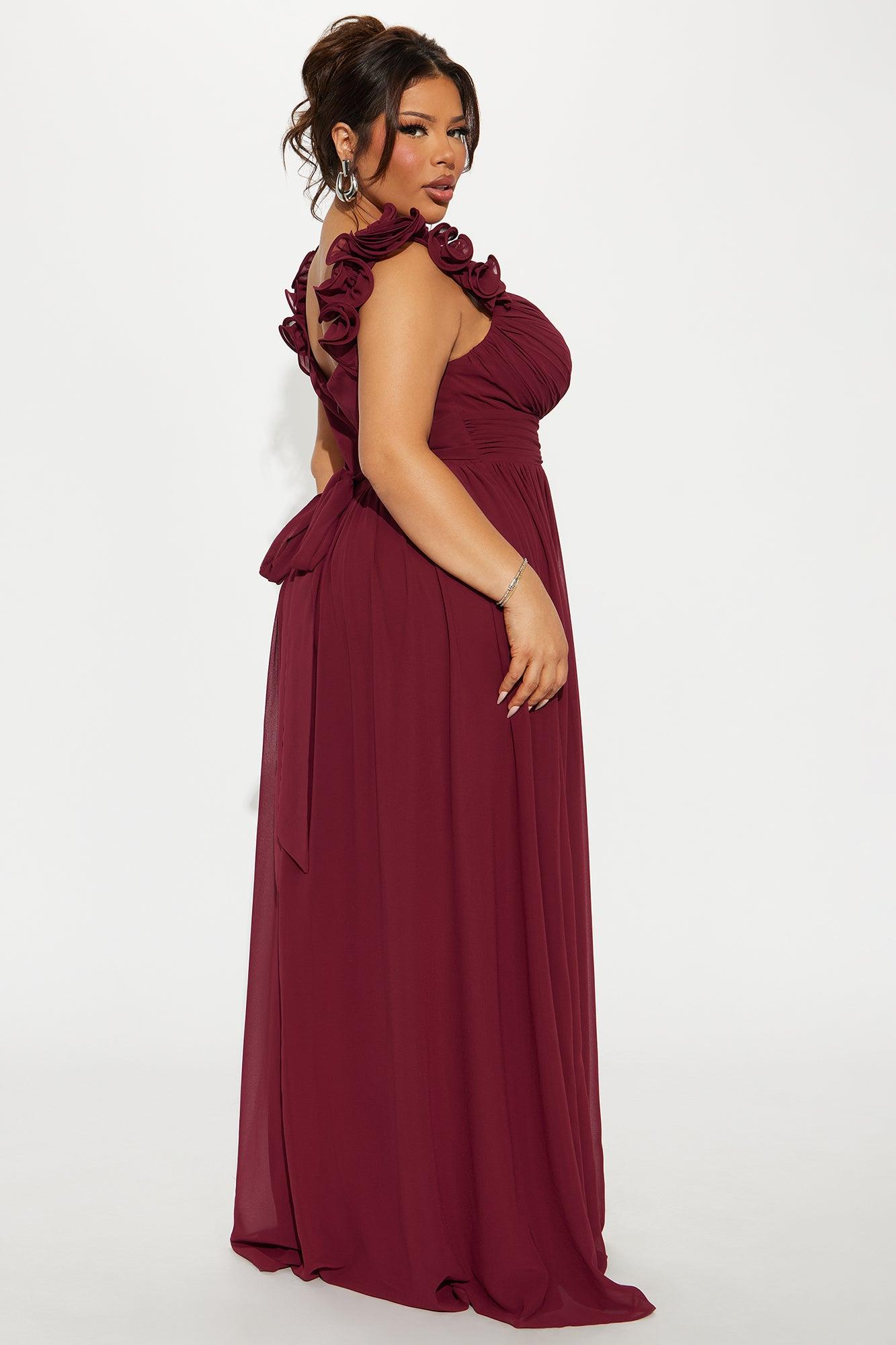 Valerie Chiffon Maxi Dress - Wine Product Image