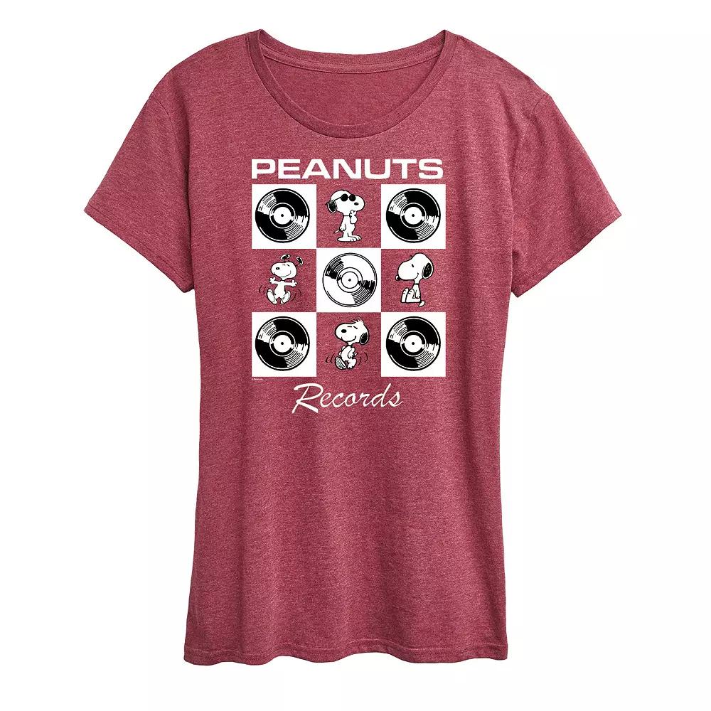 Women's Peanuts Snoopy Vinyl Grid Graphic Tee,  Product Image