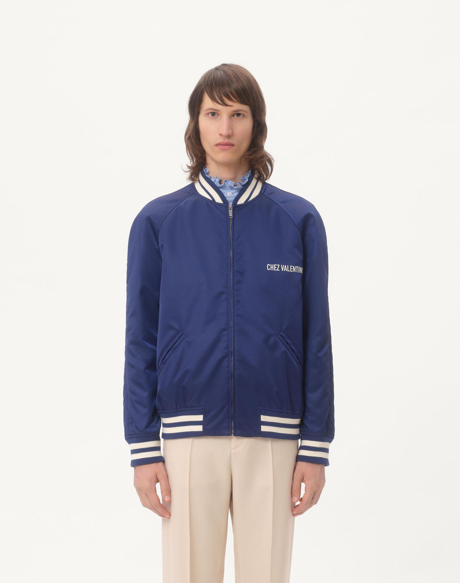 Nylon Bomber Jacket With Chez Valentino Print Product Image
