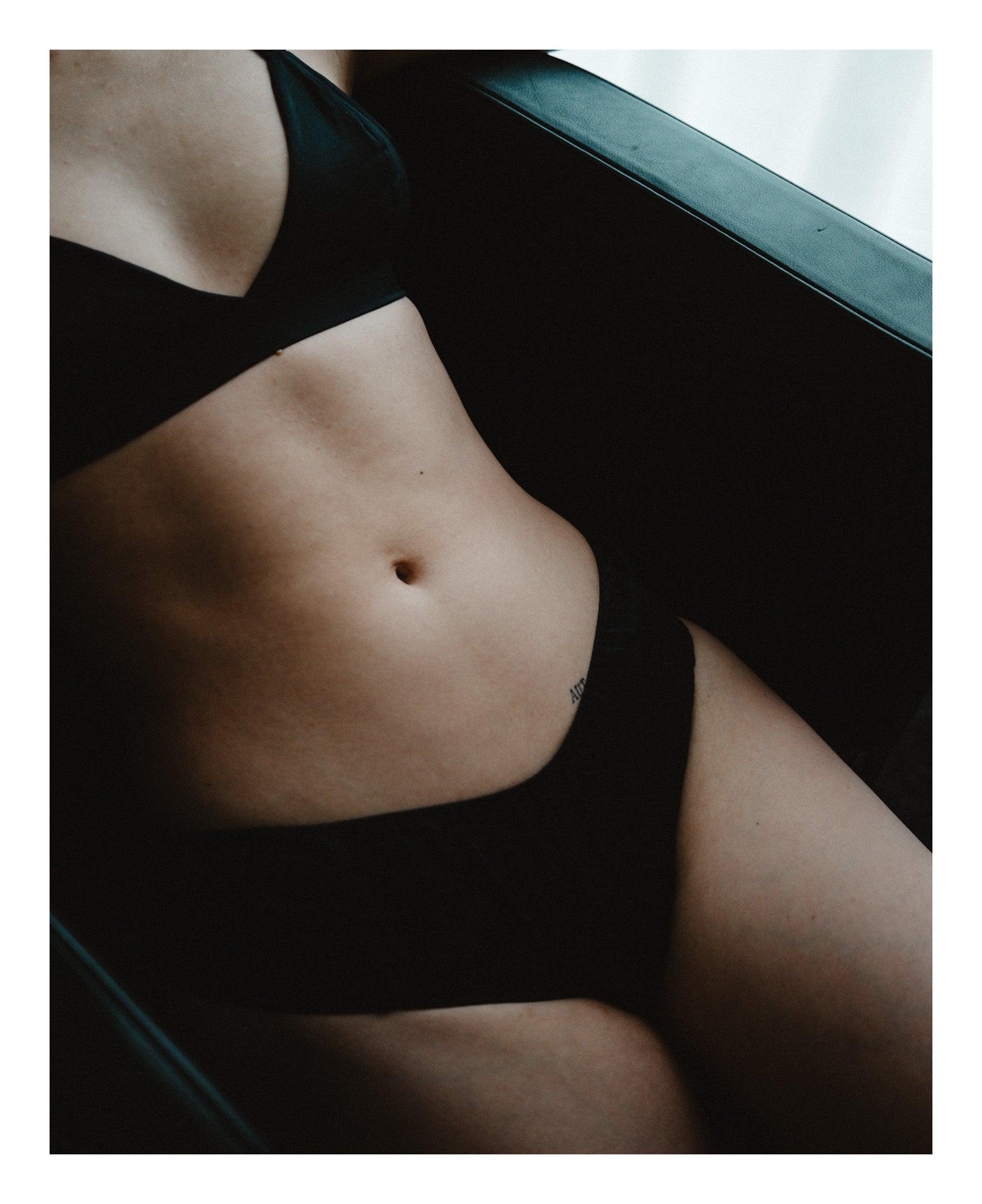 Black Pure Mulberry Silk Bikini Panties | Mid Waist | 22 Momme | Float Collection Product Image