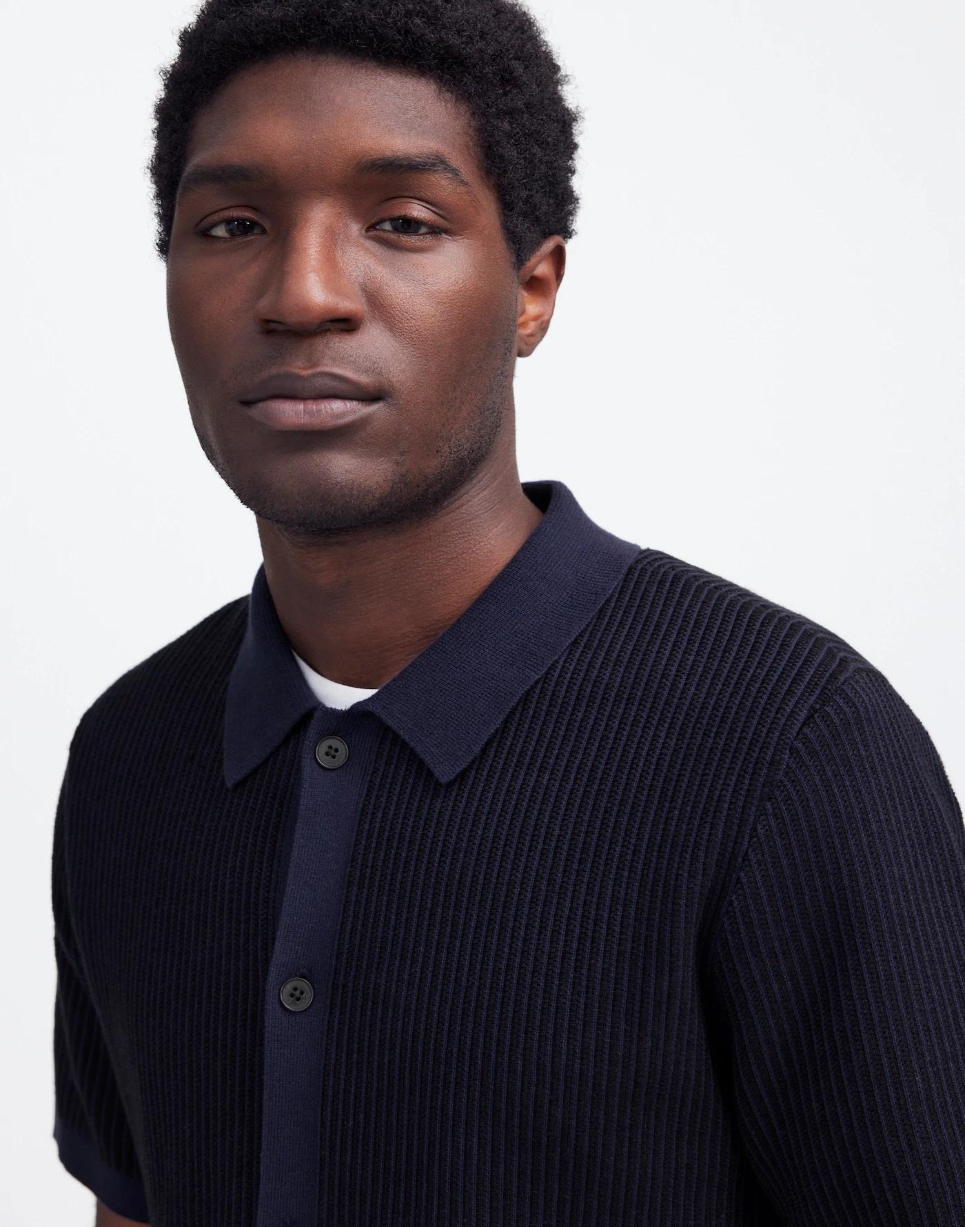 Tuck-Stitch Button-Up Sweater Polo Product Image