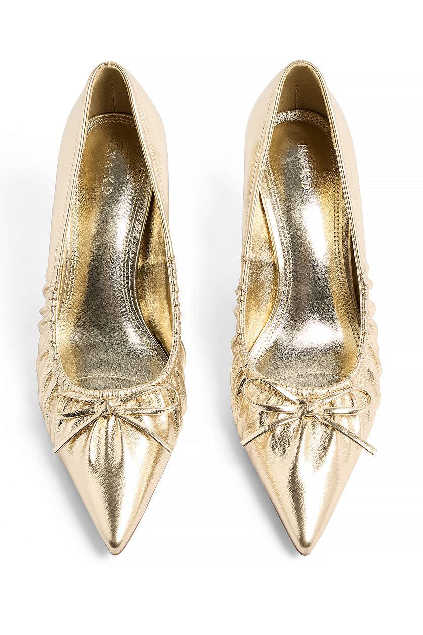 Gold Bow Detail Pumps Product Image