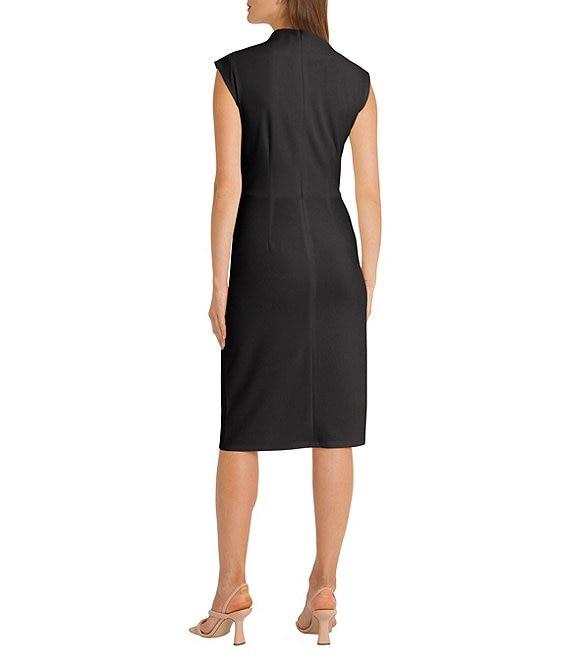 Maggy London Cap Sleeve Draped Sheath Midi Dress Product Image